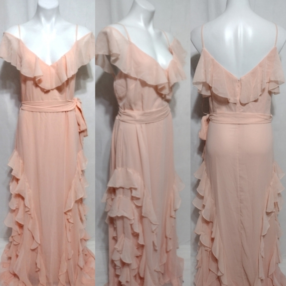 Ralph Lauren Black Label Plus 16 Off-Shoulder Ruffle Gown Formal Romantic Chic